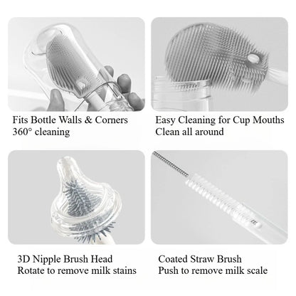 6-Piece Portable Baby Bottle Brush Set | Travel Cleaning Kit