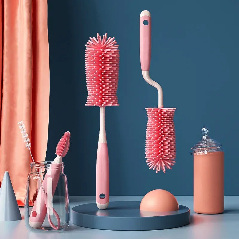 360° Rotating 3-in-1 Silicone Brush Set | Pacifier & Bottle Cleaner