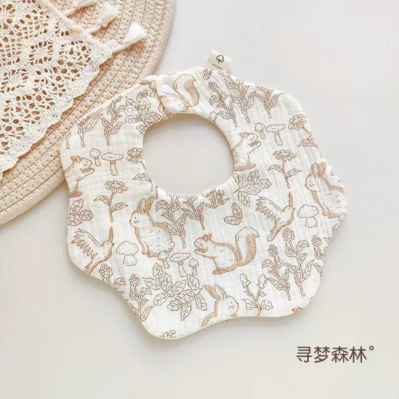 Cute Animal Baby Bib - Soft Cotton Muslin for Newborns & Infants