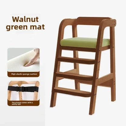 Adjustable Wooden High Chair for Babies & Toddlers - Extra Wide Seat with Footrest