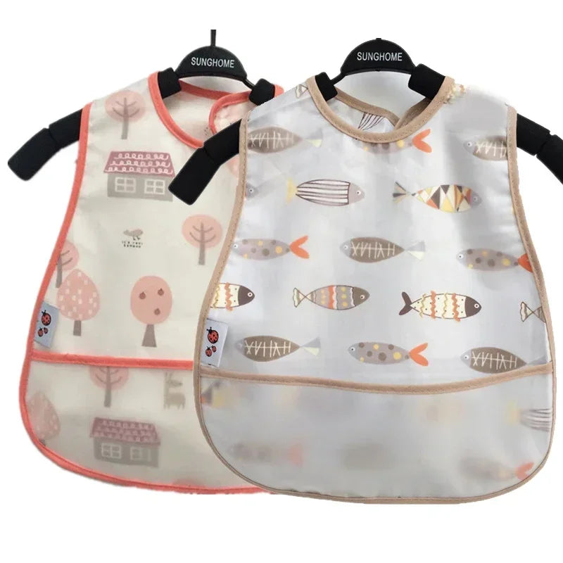 Cartoon Animal Baby Bib - Waterproof with Adjustable Pocket for Boys & Girls