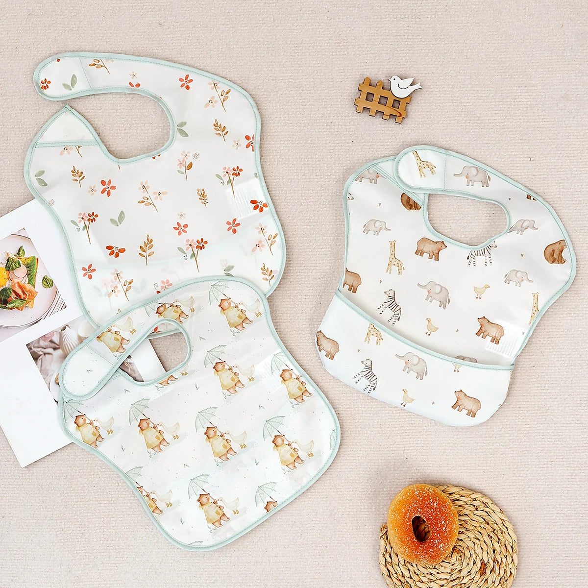 3-Piece Waterproof Baby Bib Set - Sleeveless Full Body Coverage