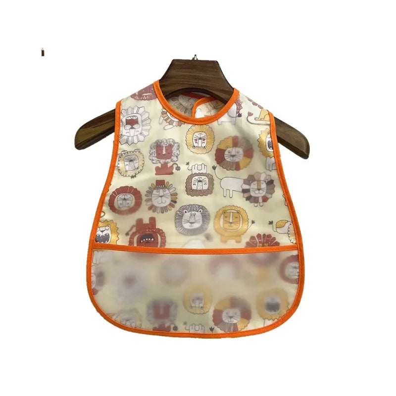 Cartoon Animal Baby Bib - Waterproof with Adjustable Pocket for Boys & Girls