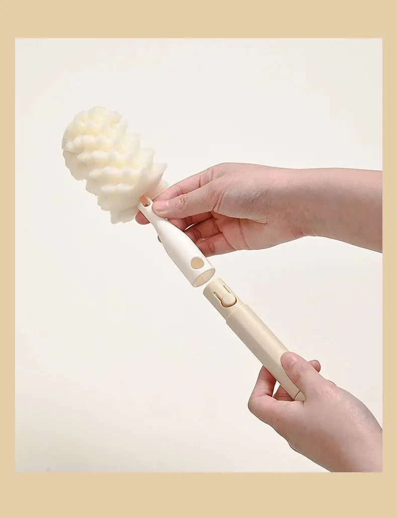 3-in-1 Baby Bottle Brush Set | Sponge & Nipple Cleaner with Long Handle