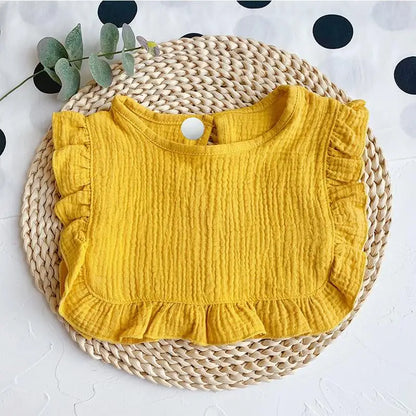 Ruffle Lace Baby Bib - Soft Cotton Feeding Bib for Newborns & Toddlers