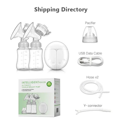 Electric Double Breast Pump Gift Set - USB Rechargeable with Nursing Pads & Storage