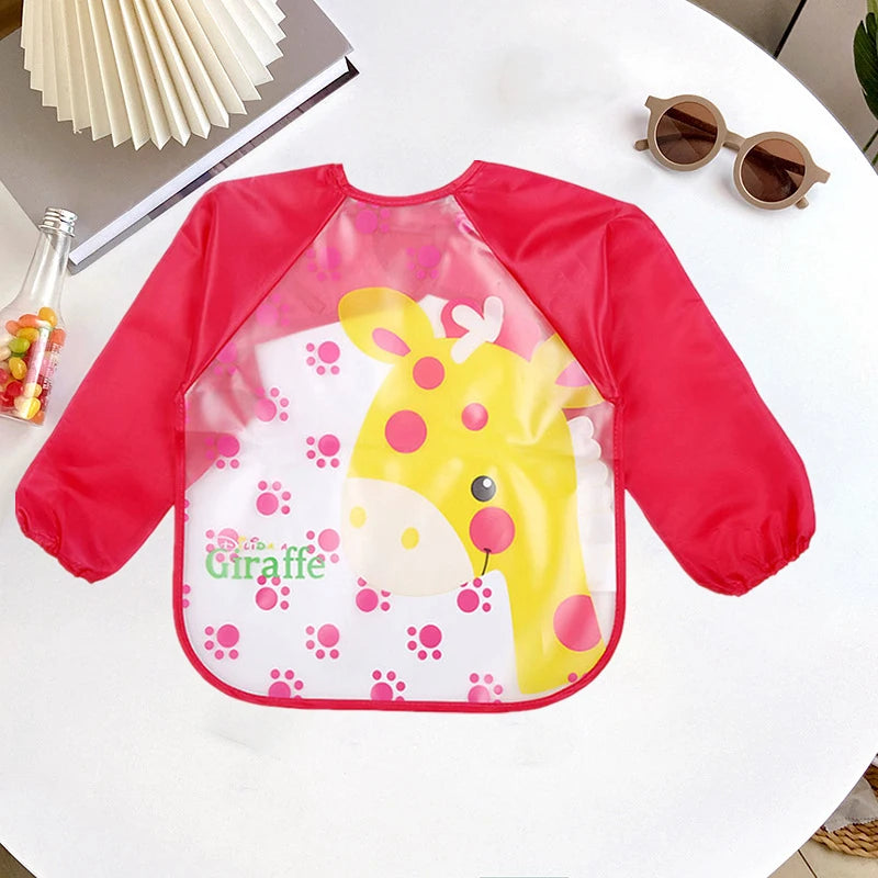 Long Sleeve Baby Smock Bib - Waterproof Art & Feeding Apron for 0-3 Years