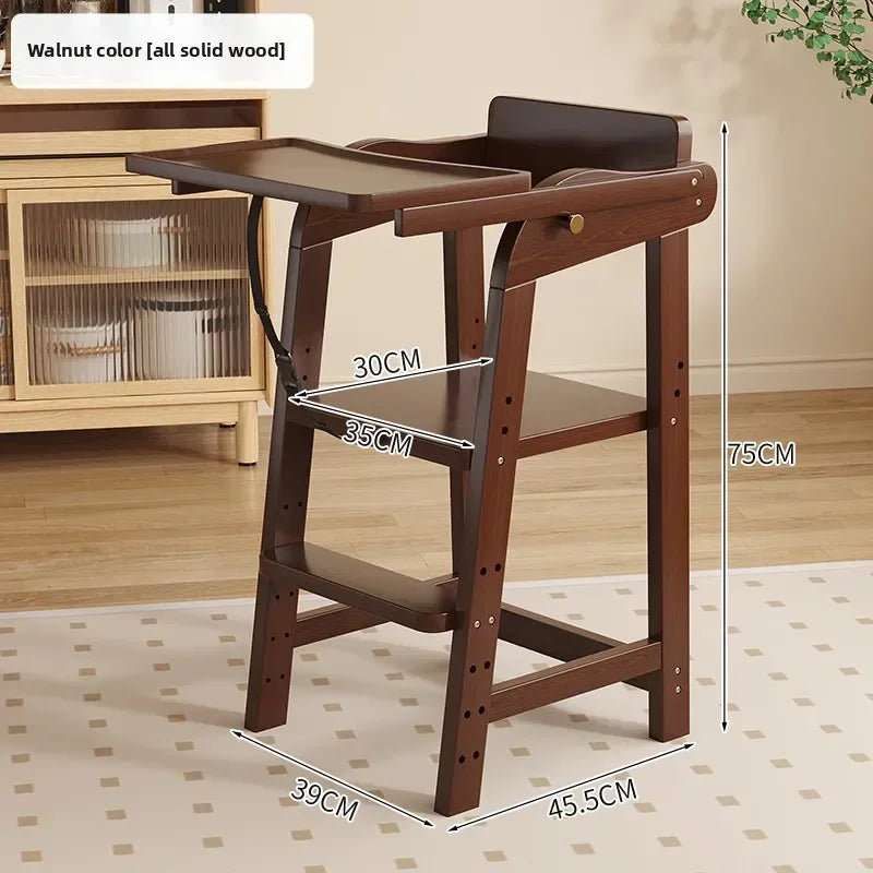 Adjustable Wooden High Chair for Babies & Toddlers - Extra Wide Seat with Footrest