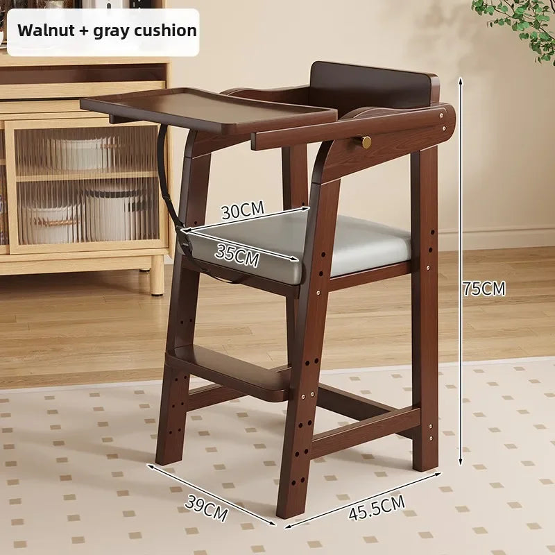 Adjustable Wooden High Chair for Babies & Toddlers - Extra Wide Seat with Footrest