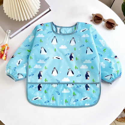 Long Sleeve Baby Smock Bib - Waterproof Art & Feeding Apron for 0-3 Years