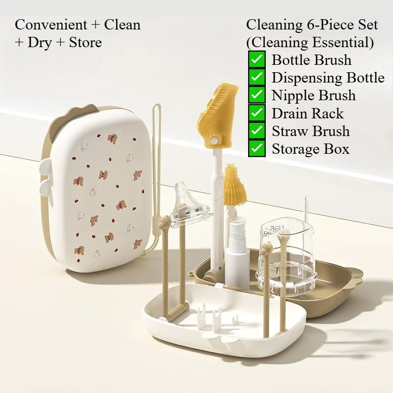 6-Piece Portable Baby Bottle Brush Set | Travel Cleaning Kit