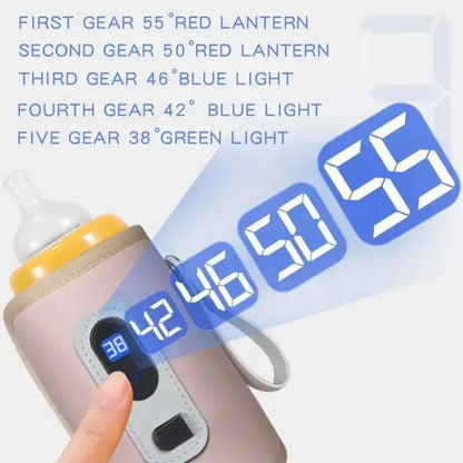 Portable Baby Bottle Warmer with LCD Screen - USB Travel Bottle Insulation Sleeve