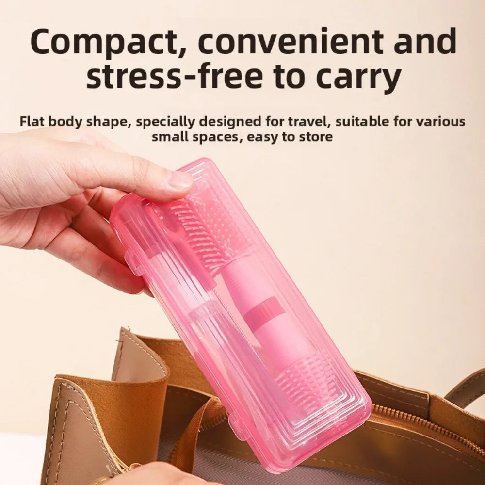 Travel Baby Bottle Cleaning Set - Portable Brush Kit with Storage & Drip Rack