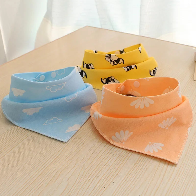 Cotton Triangle Bandana Bib - Cartoon Feeding Scarf for Boys & Girls