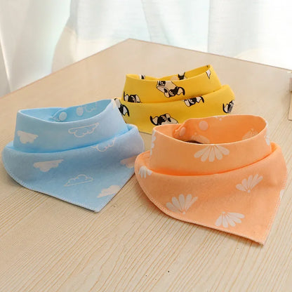 Cotton Triangle Bandana Bib - Cartoon Feeding Scarf for Boys & Girls