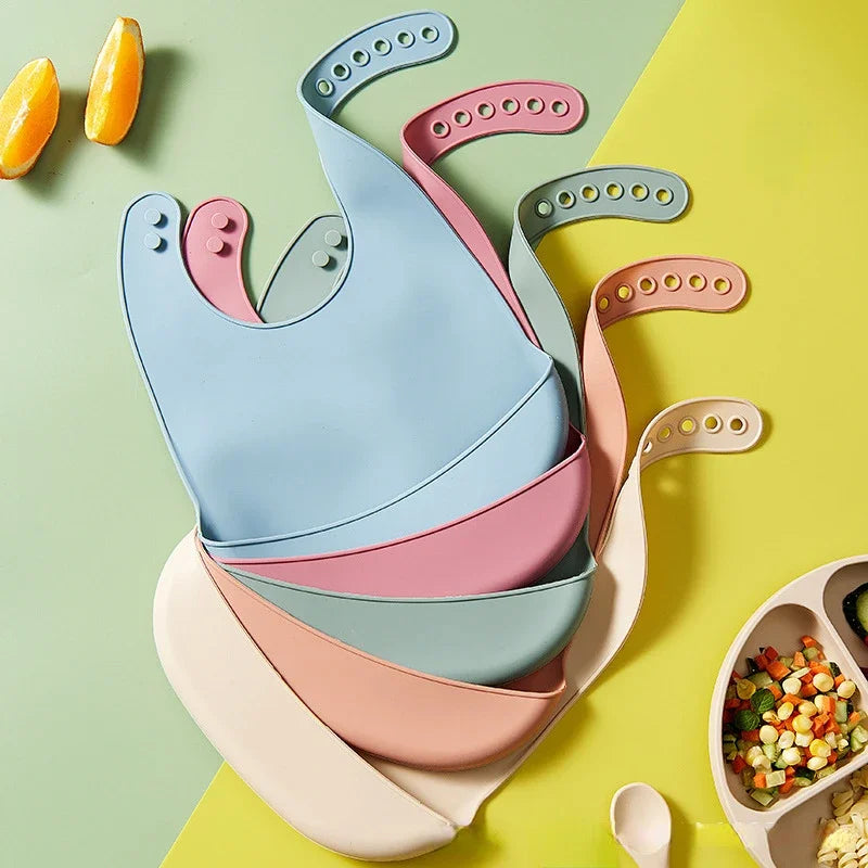 Soft Silicone Baby Bib - Adjustable Waterproof BPA-Free for Newborns