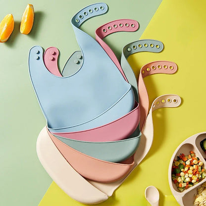 Soft Silicone Baby Bib - Adjustable Waterproof BPA-Free for Newborns