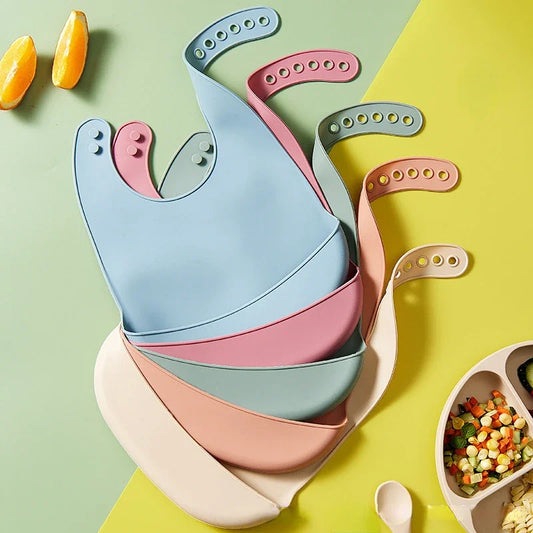Soft Silicone Baby Bib - Adjustable Waterproof BPA-Free for Newborns
