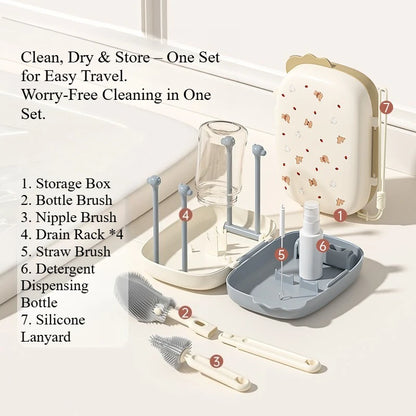 6-Piece Portable Baby Bottle Brush Set | Travel Cleaning Kit