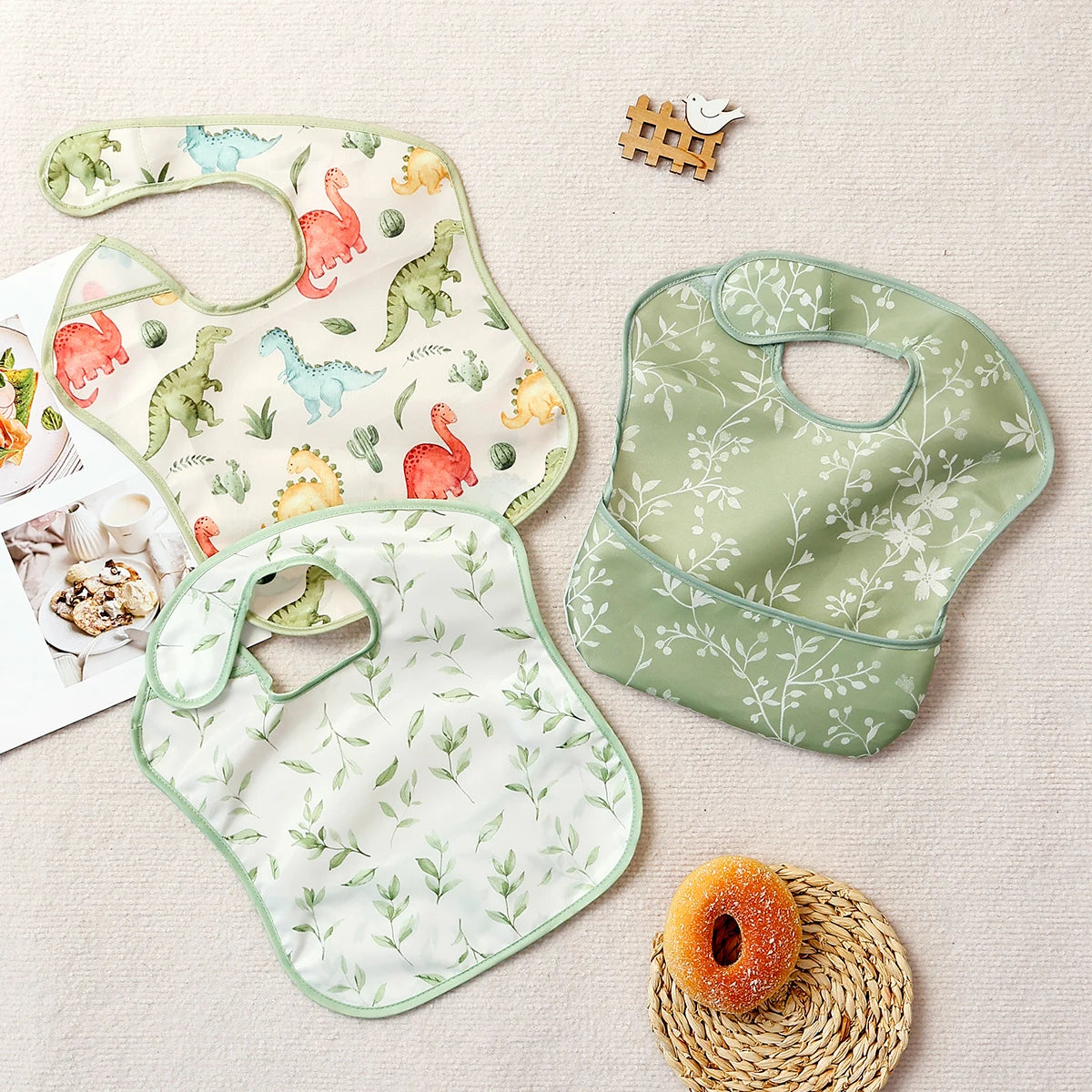 3-Piece Waterproof Baby Bib Set - Sleeveless Full Body Coverage