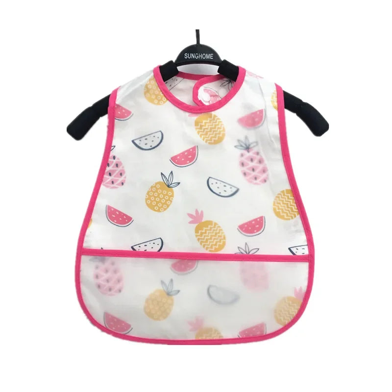 Cartoon Animal Baby Bib - Waterproof with Adjustable Pocket for Boys & Girls