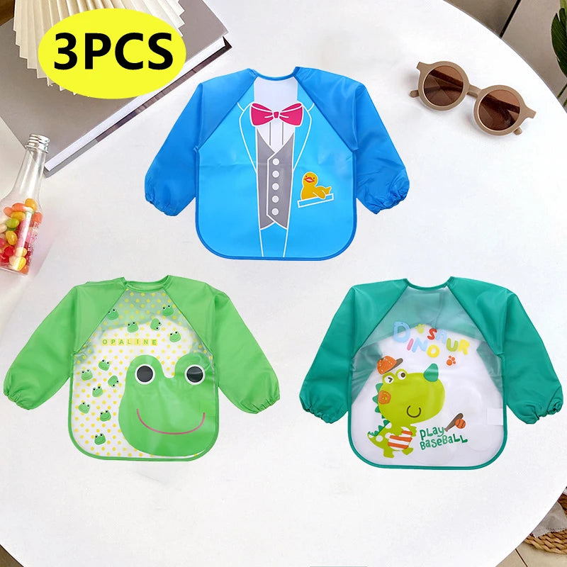 Long Sleeve Baby Smock Bib - Waterproof Art & Feeding Apron for 0-3 Years