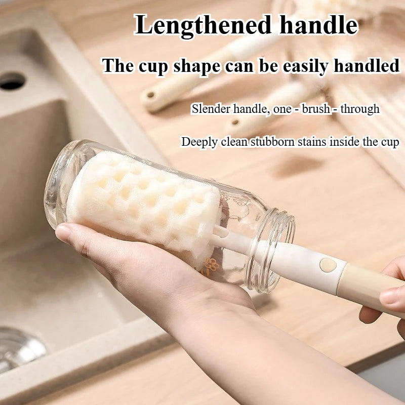 3-in-1 Baby Bottle Brush Set | Sponge & Nipple Cleaner with Long Handle