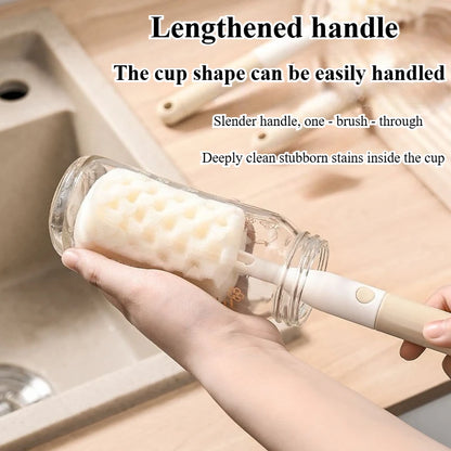 3-in-1 Baby Bottle Brush Set | Sponge & Nipple Cleaner with Long Handle