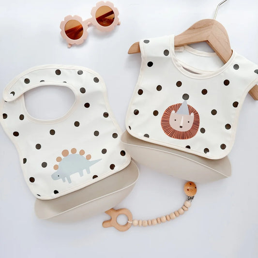 Silicone Baby Bib - Soft Waterproof Feeding Bib for Newborns