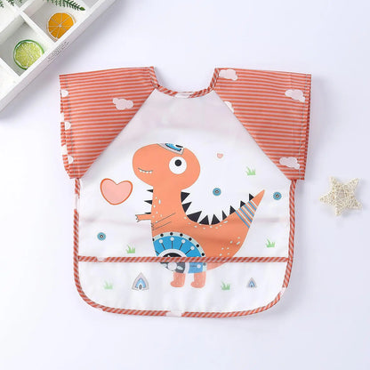 Long Sleeve Baby Bib with Pocket - Cartoon Waterproof Apron for 0-3 Years