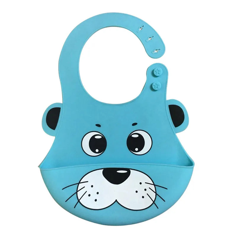 Large 3D Silicone Baby Bib - Waterproof & Wash-Free Adjustable Feeding Bib