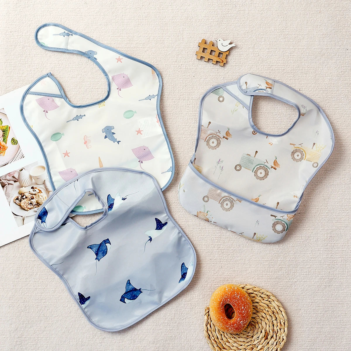 3-Piece Waterproof Baby Bib Set - Sleeveless Full Body Coverage