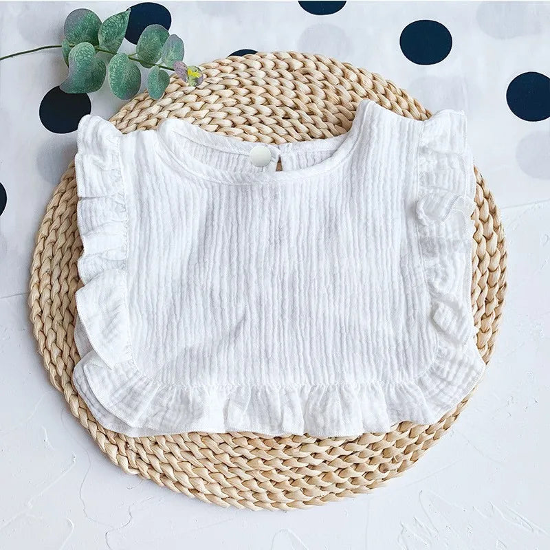 Ruffle Lace Baby Bib - Soft Cotton Feeding Bib for Newborns & Toddlers