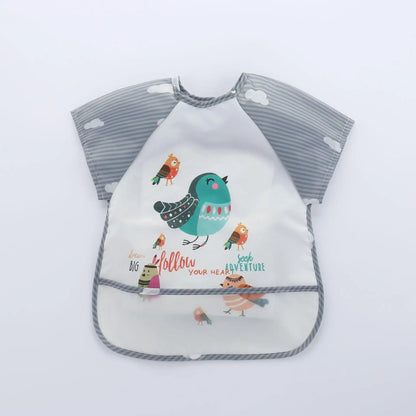 Long Sleeve Baby Bib with Pocket - Cartoon Waterproof Apron for 0-3 Years